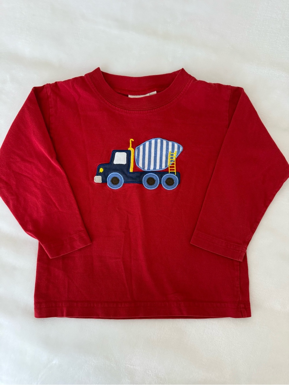 Luigi Kids Red Long-Sleeve Shirt with Cement Truck Appliqué (size 2T)